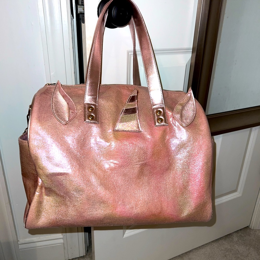 Metallic Pink Unicorn Weekender Gym Bag Christmas Gift women girls teena…